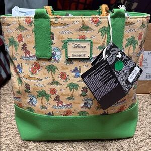 Loungefly Disney Tropical Print Tote - Green and Tan